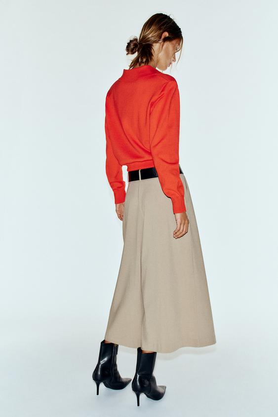 PLEATED CULOTTES WITH BELT - Sand by Zara - Image 2