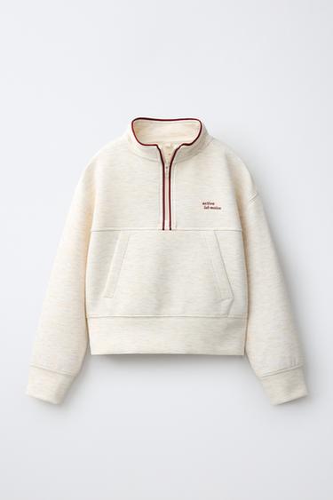SWEATSHIRT SPORTY COM VIVOS EM CONTRASTE - Areia / Vigoré da Zara - Imagem 0