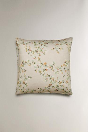 TAIE D’OREILLER SATIN IMPRIMÉ FEUILLES - Beige clair de Zara - Image 2