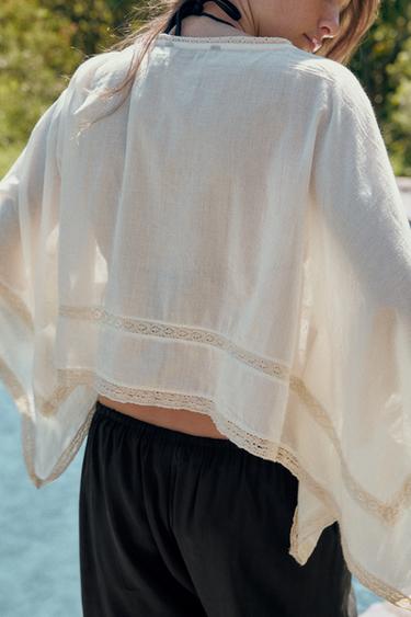 TOP CAPE BRODERIES - Écru de Zara - Image 3