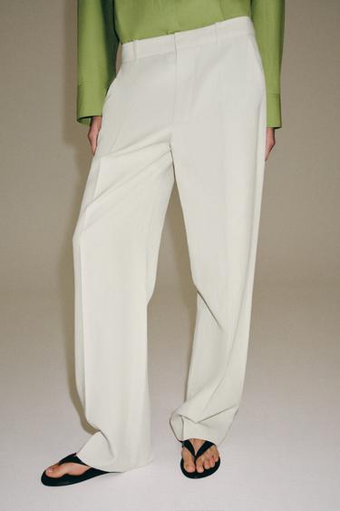 ZW COLLECTION LINEN BLEND TROUSERS - Ice by Zara