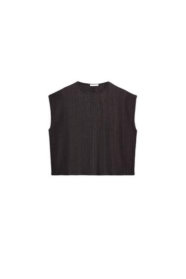 RUSTIC SLEEVELESS TOP - Anthracite grey by Zara