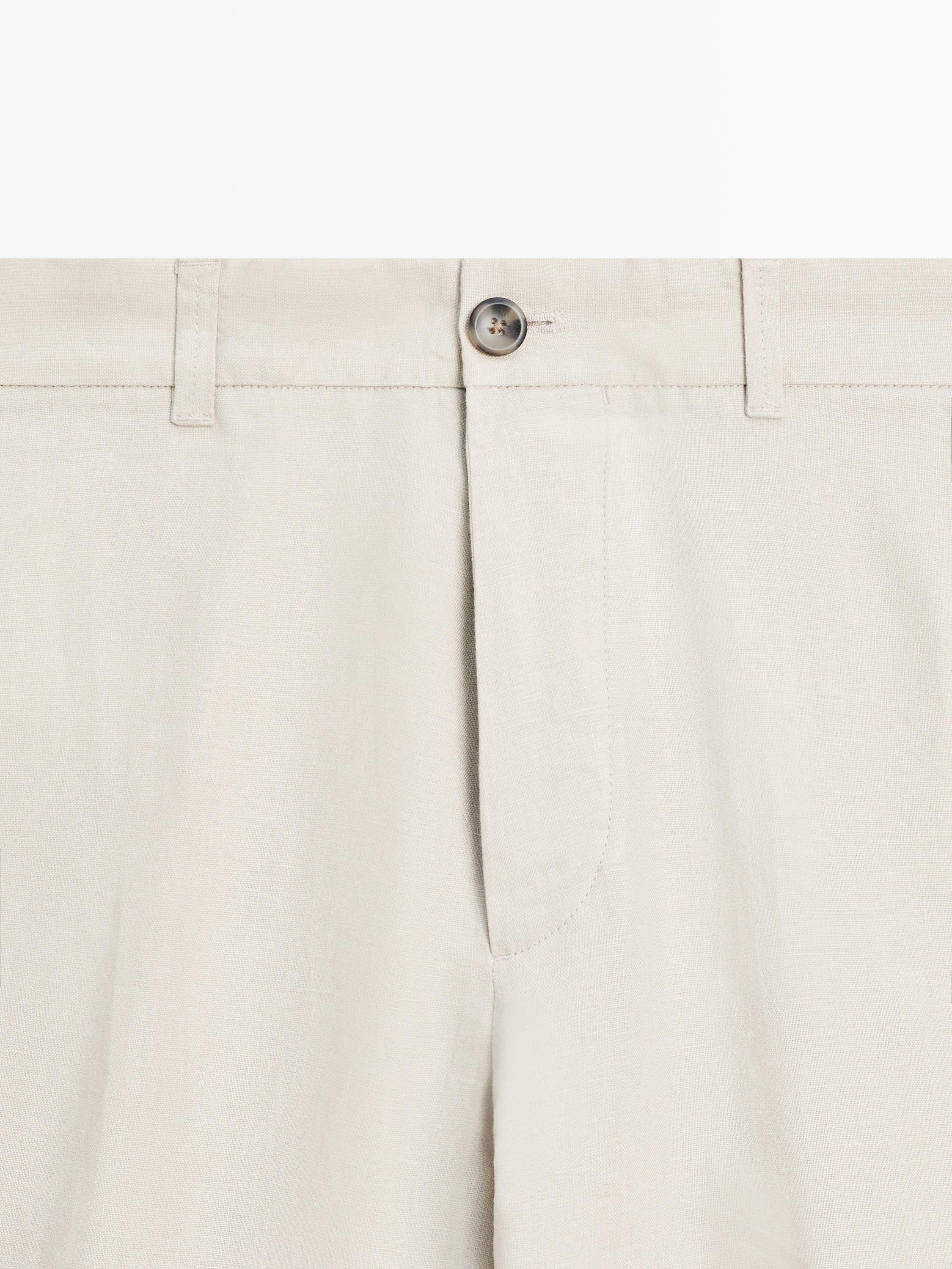 Tapered fit linen trousers