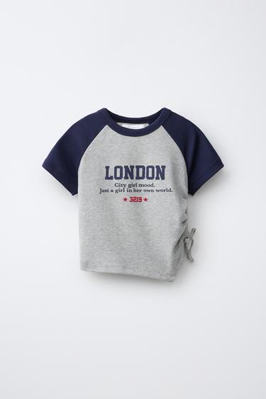 GATHERED PRINTED T-SHIRT - Grey marl by Zara