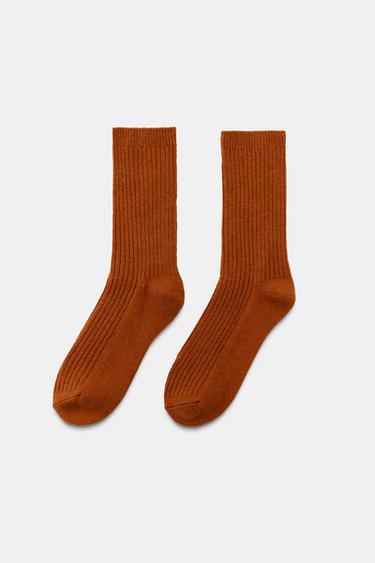 CALCETINES RIB VISCOSA - Naranja de Zara