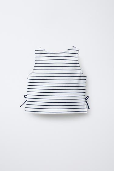 STRIPED T-SHIRT WITH BOWS - Navy blue by Zara - Image 1