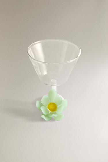 VERRE À VIN BOROSILICATE FLEUR - Vert de Zara - Image 1