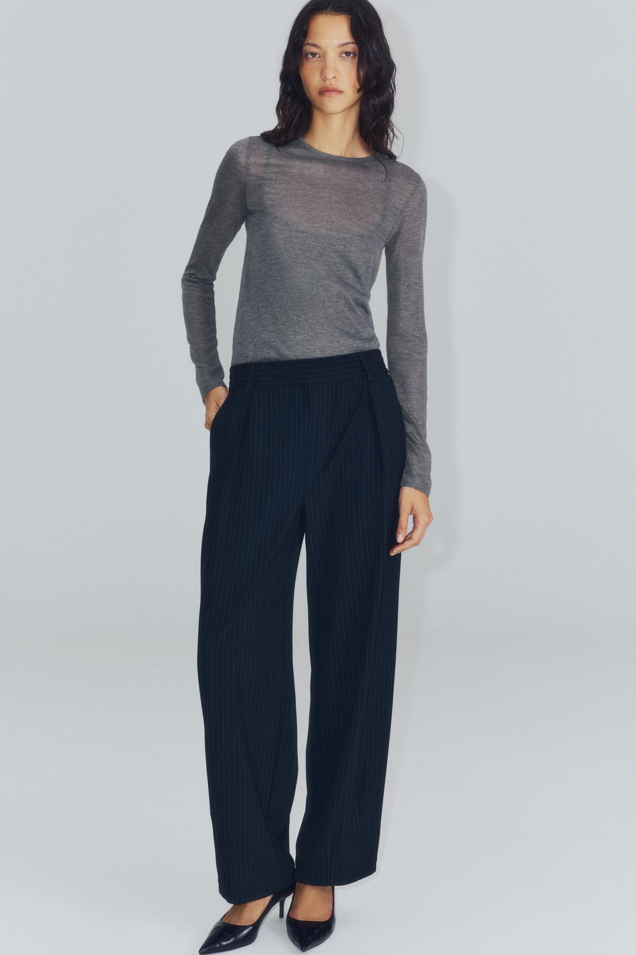ZW COLLECTION ELASTIC WAIST PANTS — striped