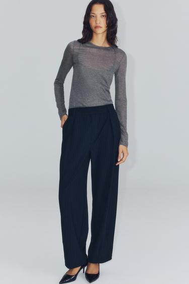ZW COLLECTION ELASTIC WAIST PANTS — striped 1