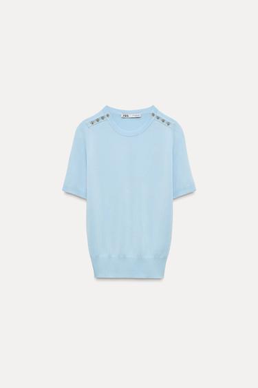 BASIC PLAIN KNIT SWEATER - Light blue by Zara - Image 0