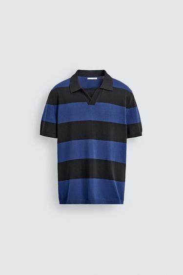 STRIPED JACQUARD KNIT POLO SHIRT - striped by Zara