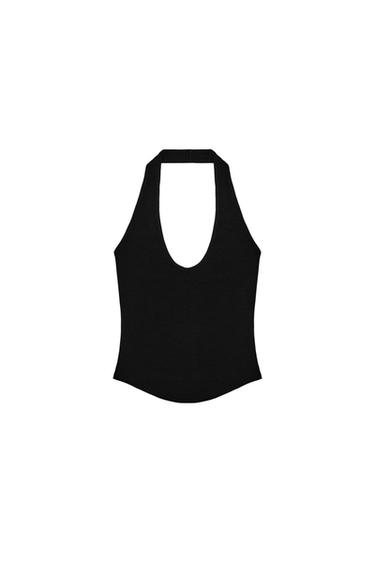 ROUNDED HEM HALTER TOP - Black by Zara