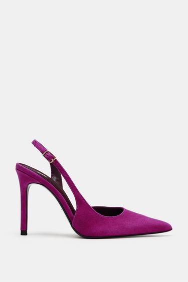 ZAPATO TACÓN DESTALONADO ANTE - Fucsia de Zara