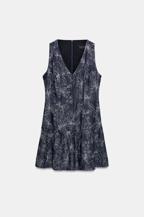 VESTIDO MINI BORDADOS - Índigo de Zara - Imagen 0