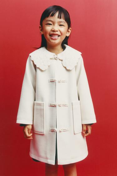 EMBROIDERED COLLAR COAT - Ecru by Zara