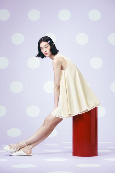 Zara 蓬鬆短洋裝 - 黃油色