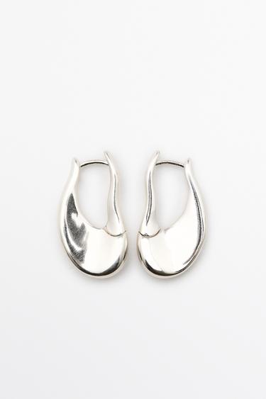 Pendientes aro líneas fluidas - Plata de Zara