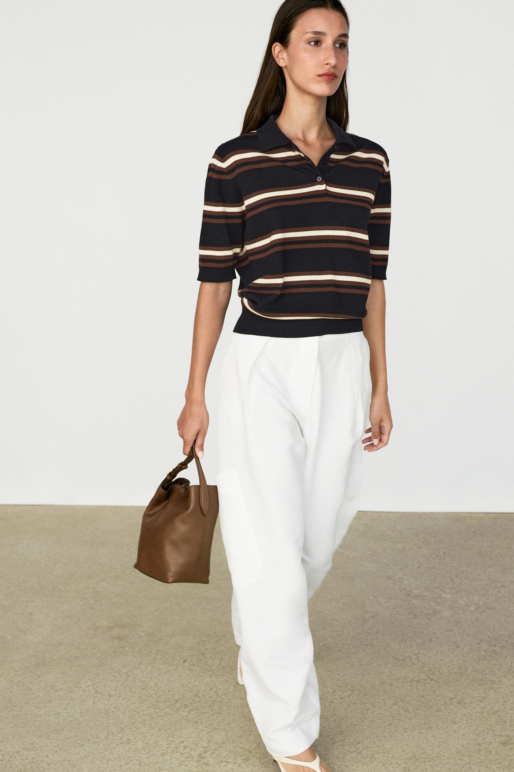 100% Cotton Striped Knit Polo