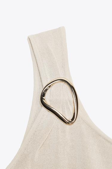 ASYMMETRIC KNIT TOP WITH DETAIL - Ecru by Zara - Image 7