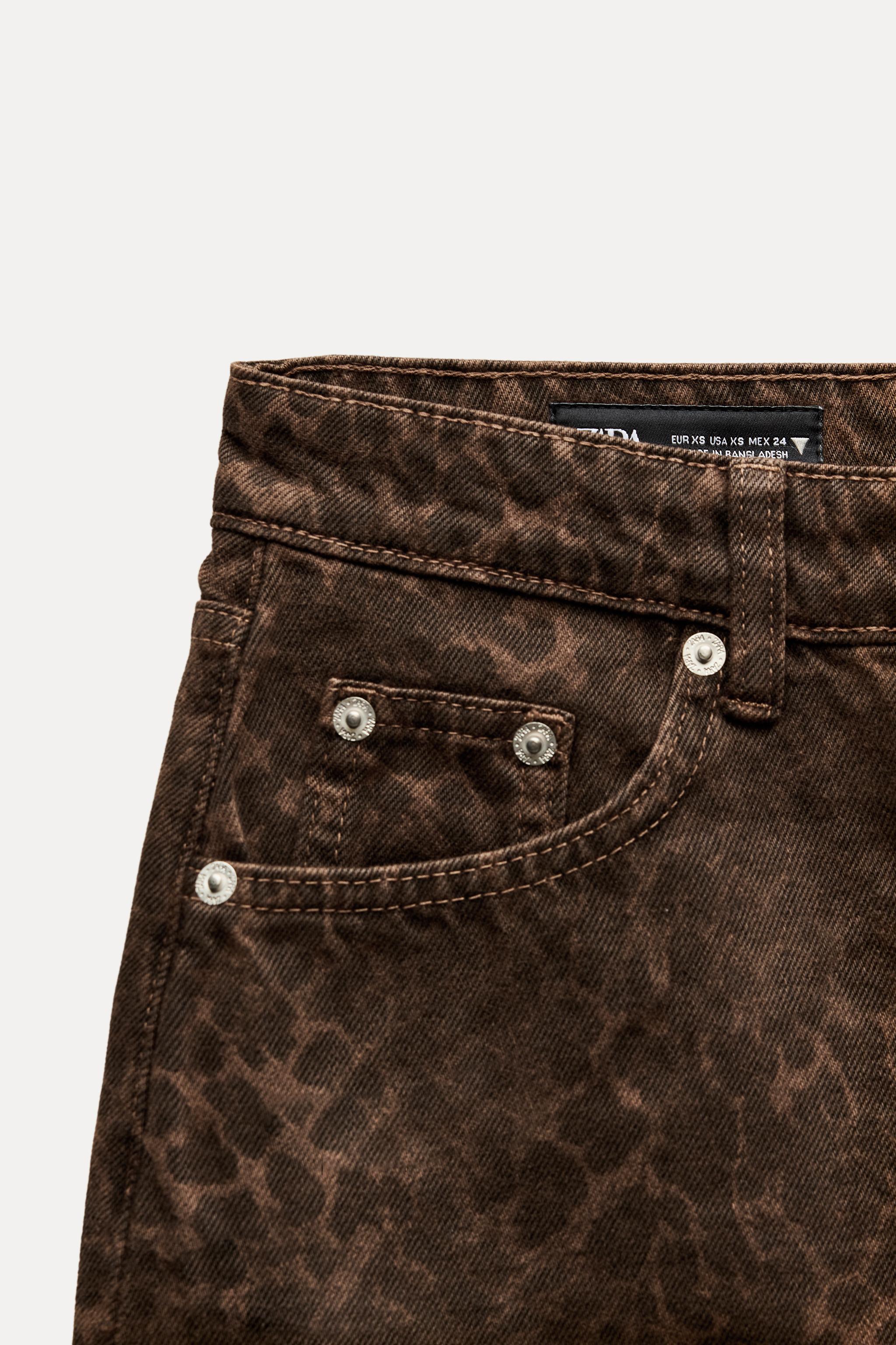 ANIMAL PRINT TRF DENIM MINI SKIRT Leopard ZARA United Kingdom