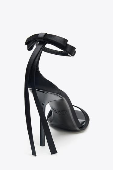 BOW ANKLE STRAP SANDALS - Black by Zara - Image 3