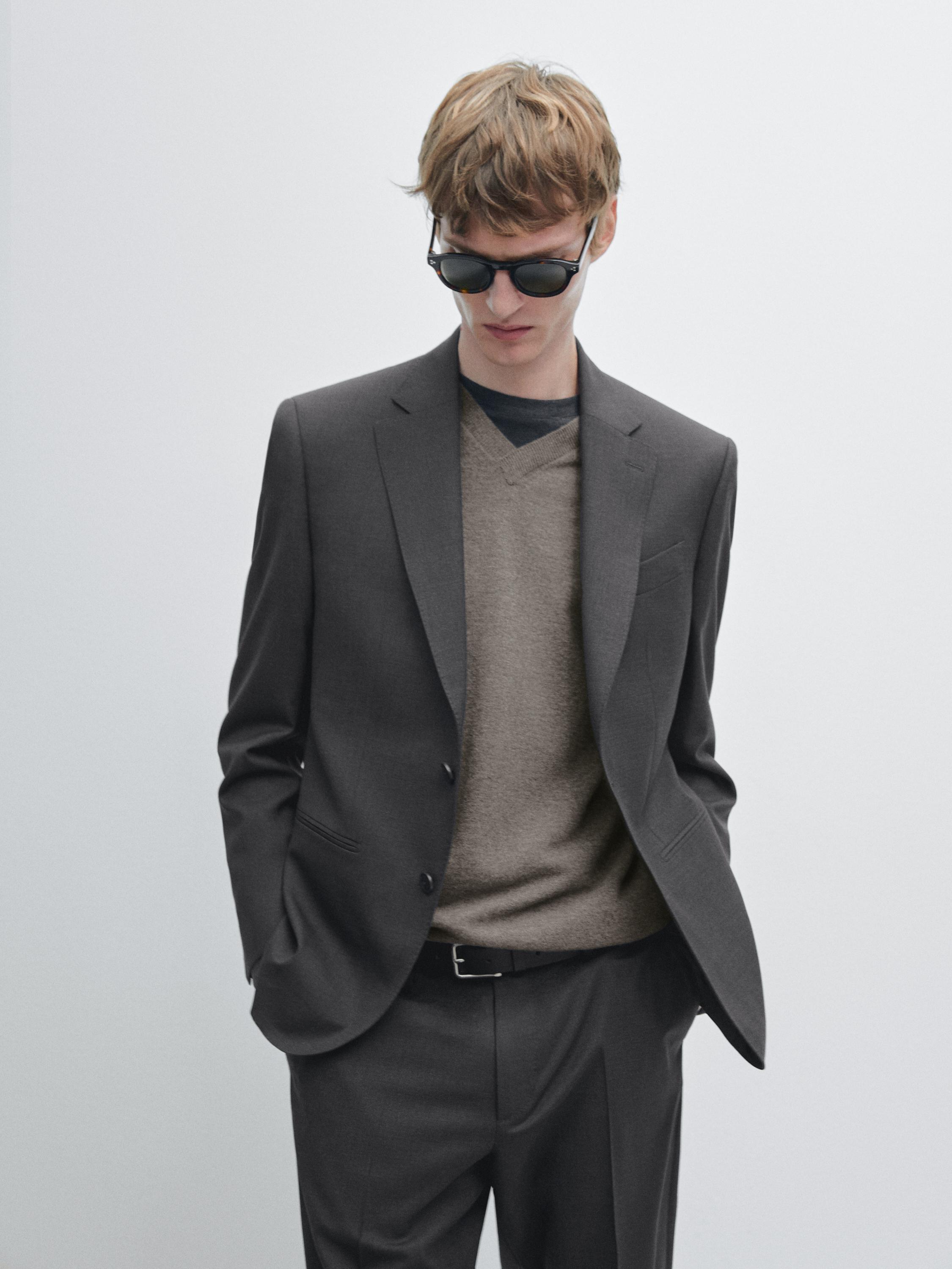 100% cool wool suit blazer