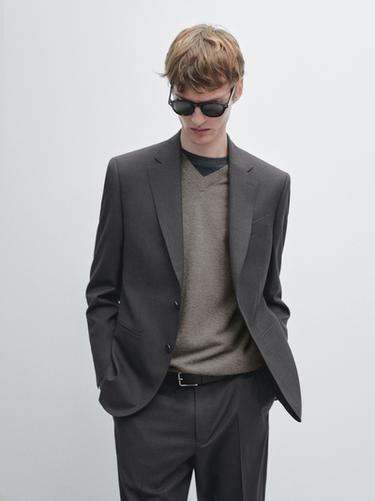 Zara 100% cool wool suit blazer - Anthracite Gray