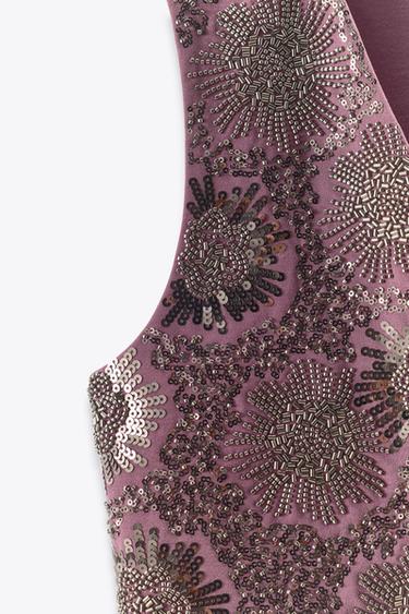 GILET BRODÉ AVEC FANTAISIE - Violet de Zara - Image 5