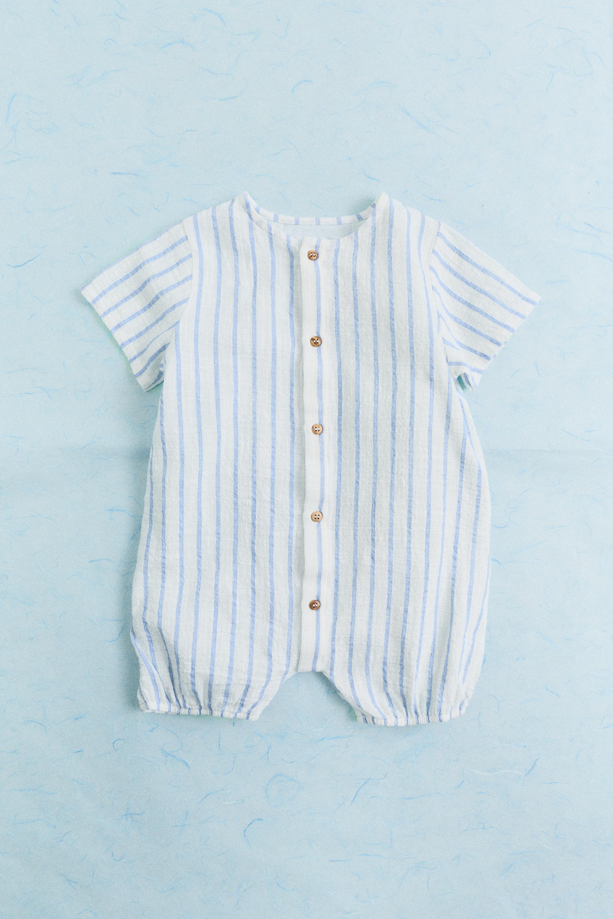 COMBINATION TEXTURED STRIPED ROMPER
