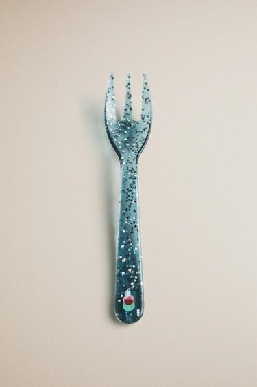 Zara KIDS' STAR GLITTER TRITAN™ FORK - Blue