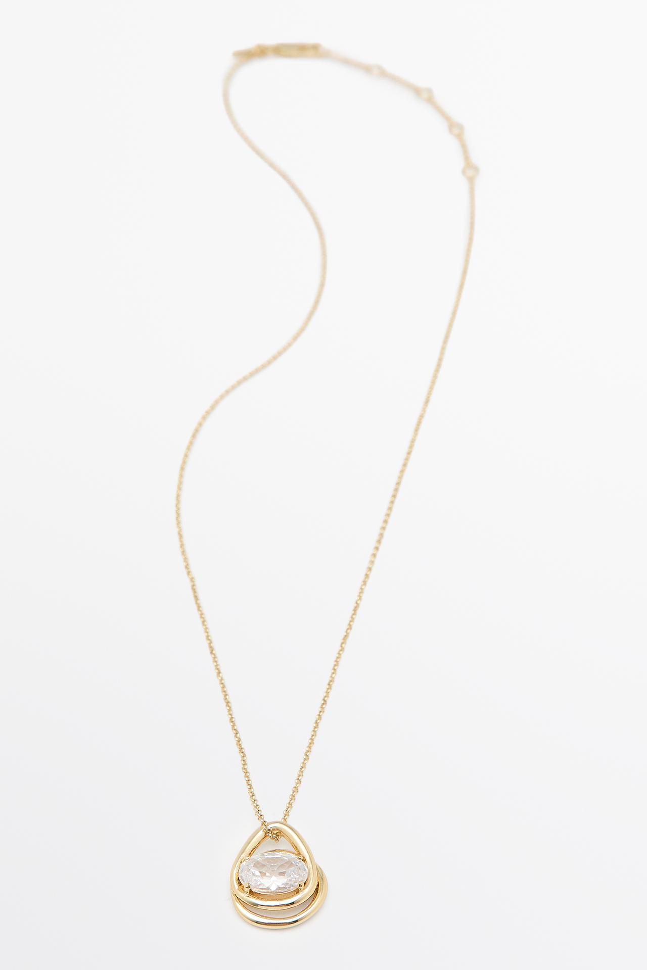 Irregular crystal oval necklace — Golden