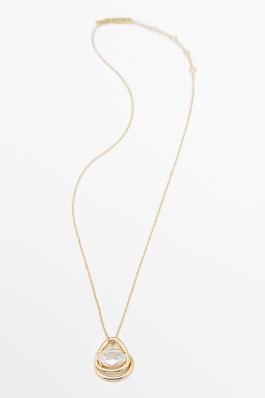 Irregular crystal oval necklace — Golden 2