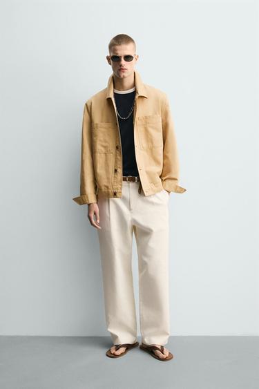 RELAXED COTTON/LINEN OVERSHIRT - Mustard by Zara - Image 0