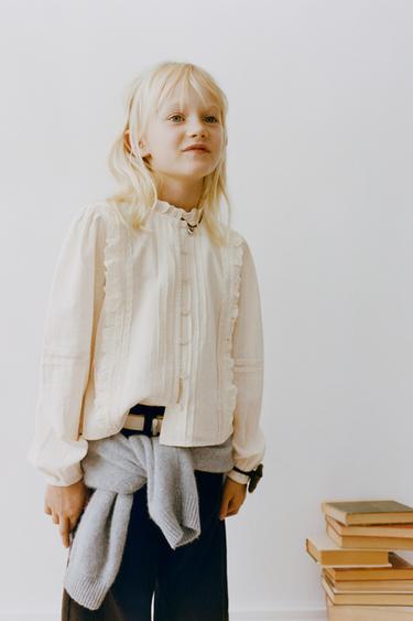 Zara ROMANTIC LACE SHIRT - Ecru