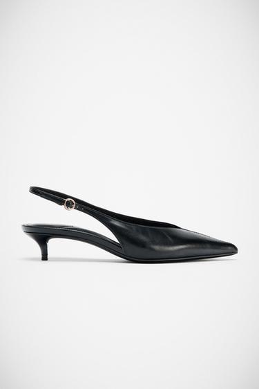 CHAUSSURES À TALONS KITTEN HEEL OUVERTES À L'ARRIÈRE - Noir de Zara