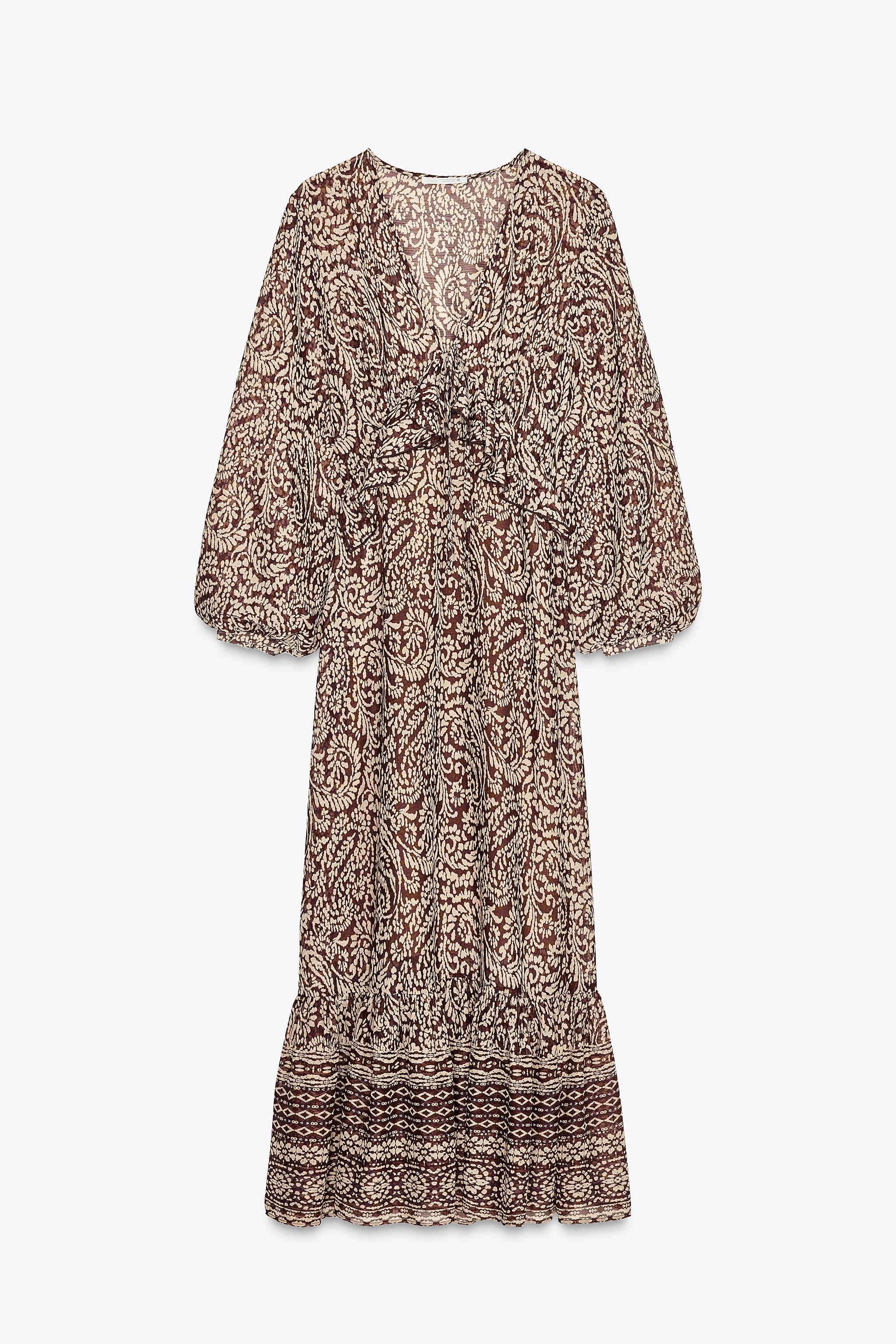 【ZARA】プリント柄フリルワンピース  3713/359/330 プリント ワンピ ZARA(ザラ) - 海外通販のBUYMA
