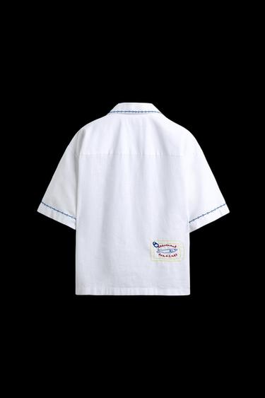 CONTRAST EMBROIDERY SHIRT - White by Zara