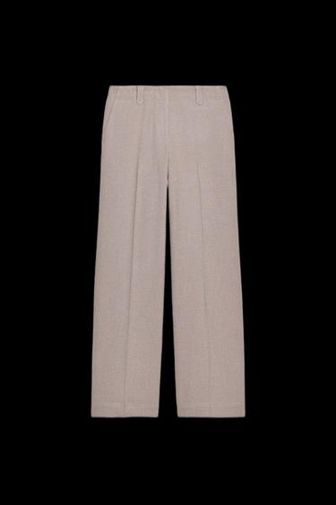 MID-WAIST STRAIGHT-LEG TROUSERS - Sand / Marl by Zara - Image 0