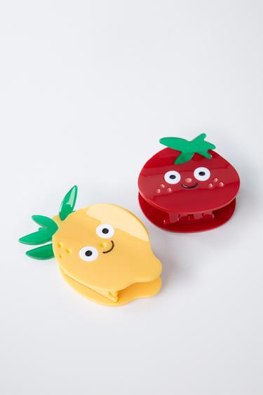 Zara TWO-PACK OF TOMATO AND LEMON HAIR CLIPS - Red