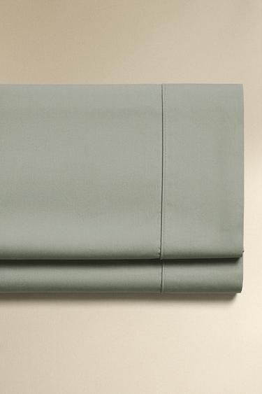 PERCALE COTTON FLAT SHEET (300 THREAD COUNT) - Sea green by Zara