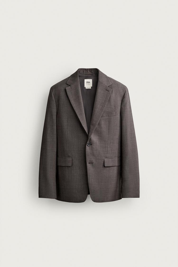 Blazer de traje a cuadros con mezcla de lana 6