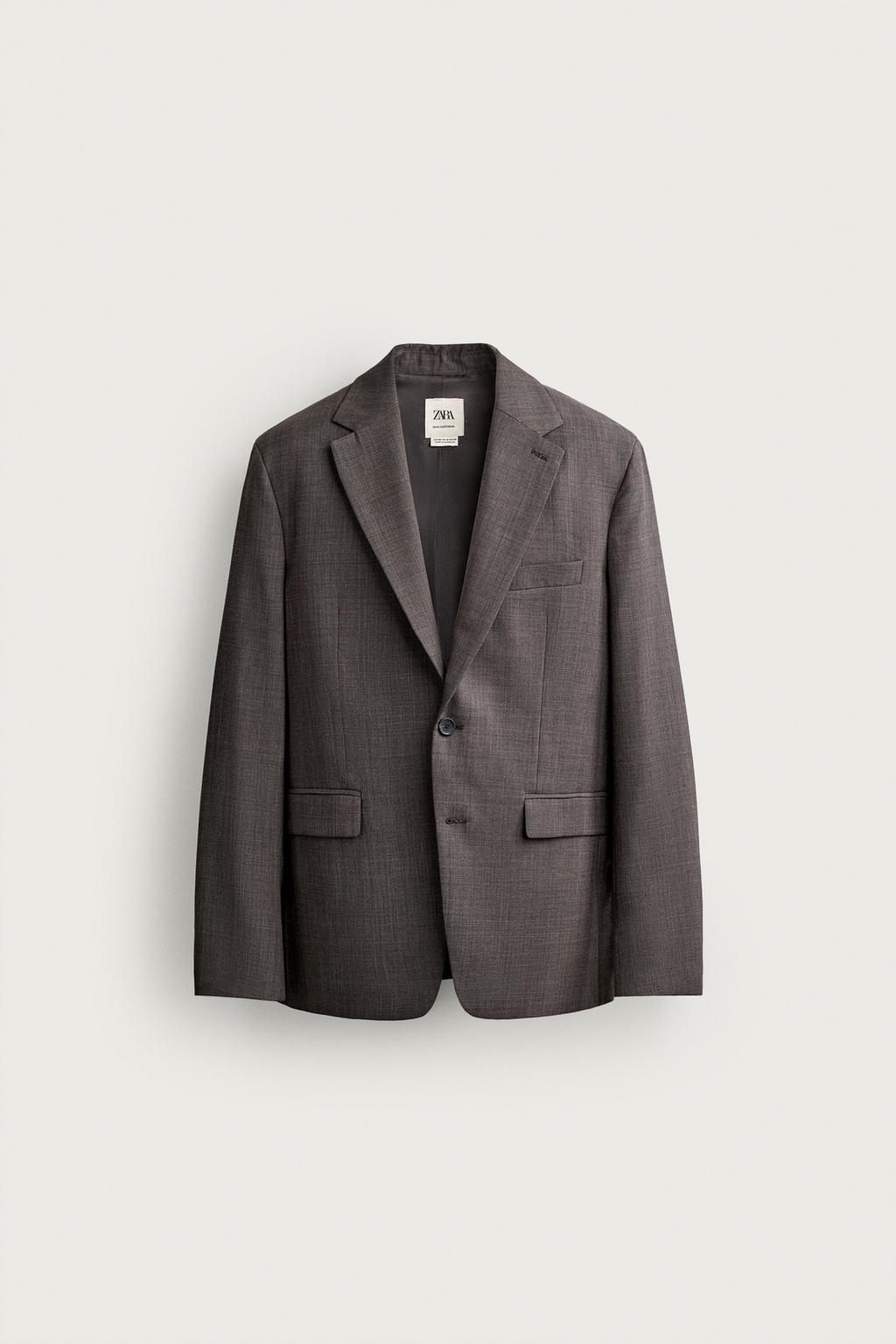 WOOL BLEND CHECK SUIT BLAZER