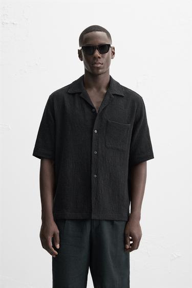 RELAXED FIT JACQUARD SHIRT - Black by Zara