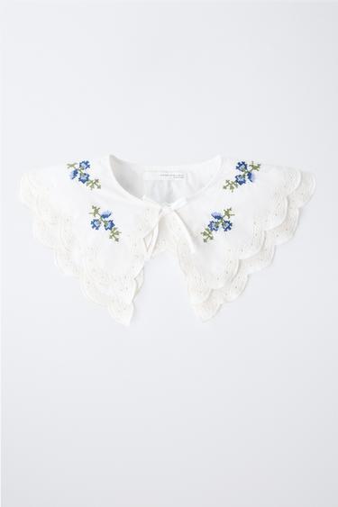 CROSS STITCH EMBROIDERED COLLAR - White by Zara