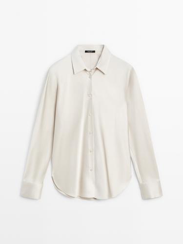 Zara Satin shirt with batwing sleeves - Silver