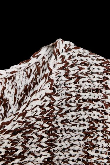 Zara COMBINATION KNIT SWEATER - Brown / White