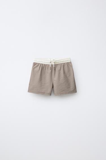6-14 ANS/ SHORT DE BAIN ÉTIQUETTE - Marron clair de Zara