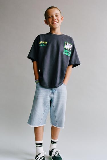 T-SHIRT IMPRIMÉ SURF - Noir de Zara