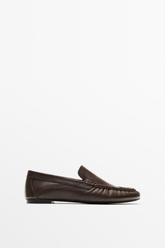 Mocassin en cuir souple à ganse - Marron de Zara - Image 0