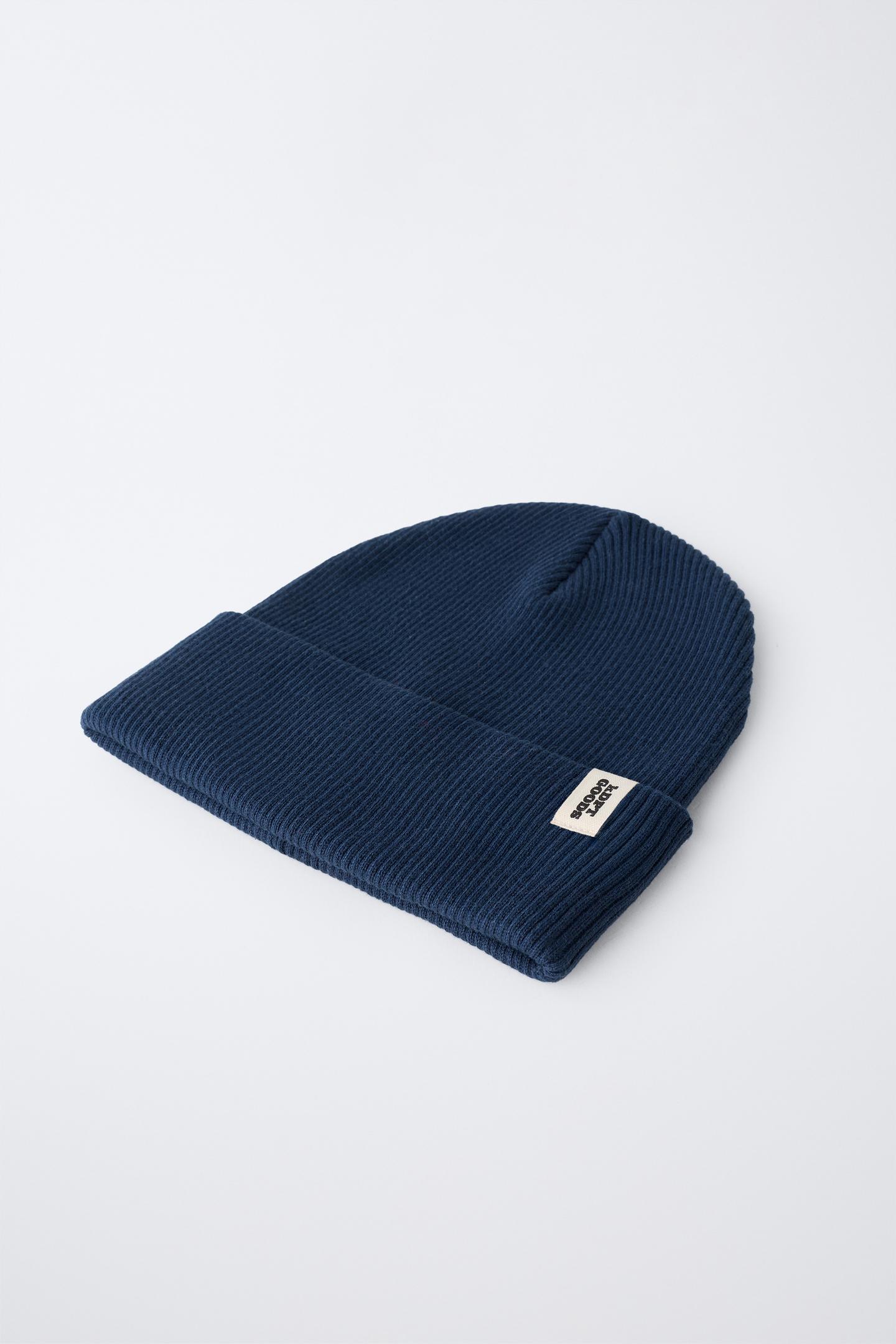 Детский головной убор Zara Ribbed Knit Label Hat, цвет: Тёмно-синий — фото 2